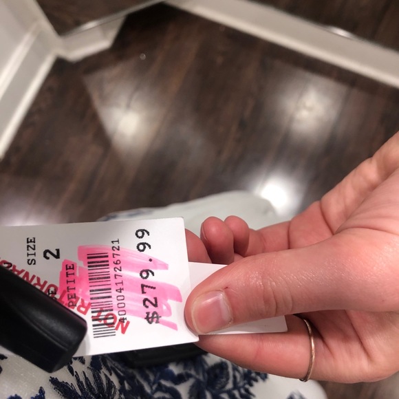 White prom dress with navy blue detailing - Picture 4 of 4